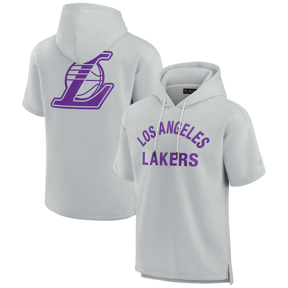 Unisex Fanatics Gray Los Angeles Lakers Elements Super Soft Fleece Short Sleeve Pullover Hoodie