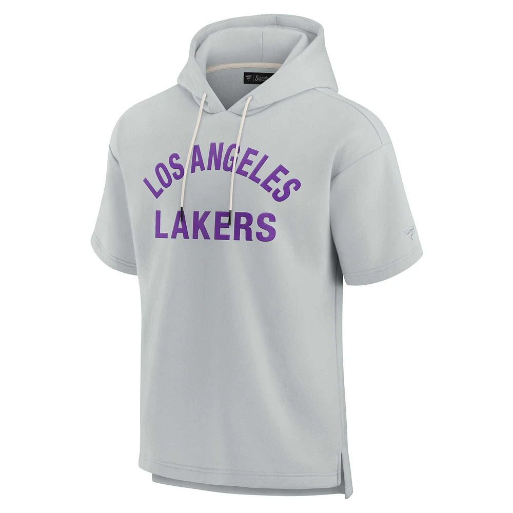 Unisex Fanatics Gray Los Angeles Lakers Elements Super Soft Fleece Short Sleeve Pullover Hoodie