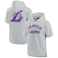 Sweat à capuche unisexe Fanatics gris Los Angeles Lakers Elements en polaire super douce manches courtes