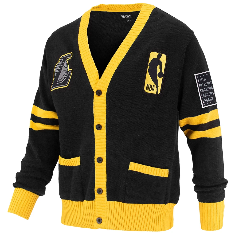Unisex FISLL Black Los Angeles Lakers Logoman Shadow Collection Full-Button Cardigan Sweater
