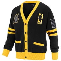 Unisex FISLL Black Los Angeles Lakers Logoman Shadow Collection Full-Button Cardigan Sweater