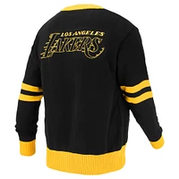 Unisex FISLL Black Los Angeles Lakers Logoman Shadow Collection Full-Button Cardigan Sweater