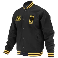 Veste universitaire unisexe FISLL noire à boutons-pression Logoman Shadow Collection des Los Angeles Lakers