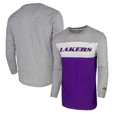 T-shirt unisexe à manches longues Los Angeles Lakers Loge gris chiné