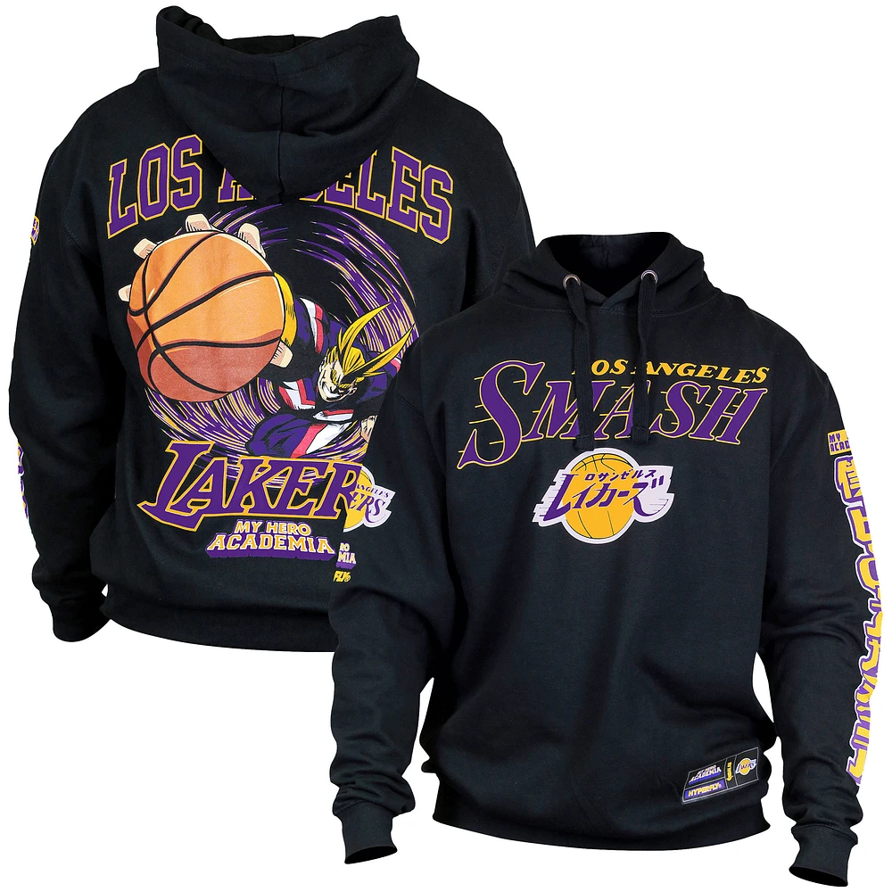 Unisex Hyperfly  Black Los Angeles Lakers NBA x My Hero Academia All Might Smash Pullover Hoodie