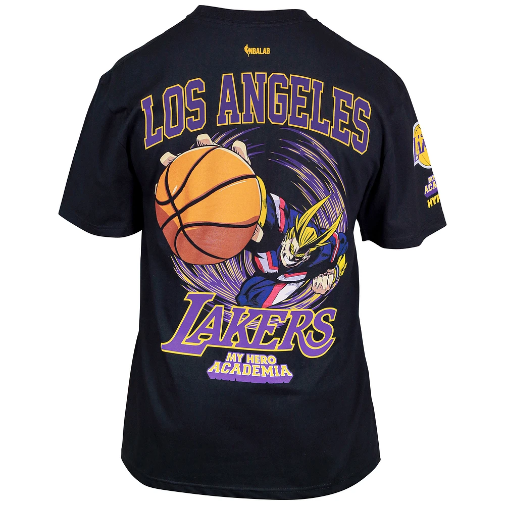 Unisex Hyperfly Black Los Angeles Lakers NBA x My Hero Academia All Might Smash T-Shirt