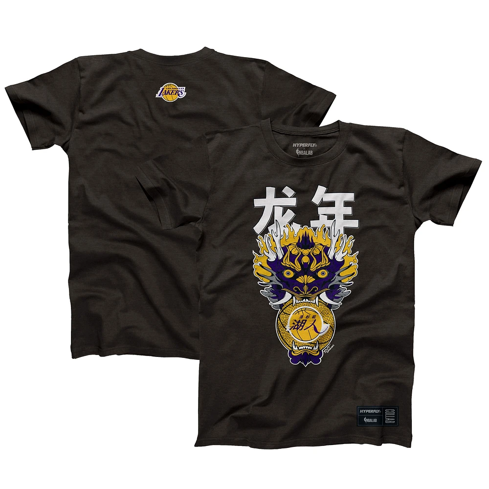 Unisex Hyperfly  Heather Black Los Angeles Lakers Year of the Dragon Lunar New Collection T-Shirt