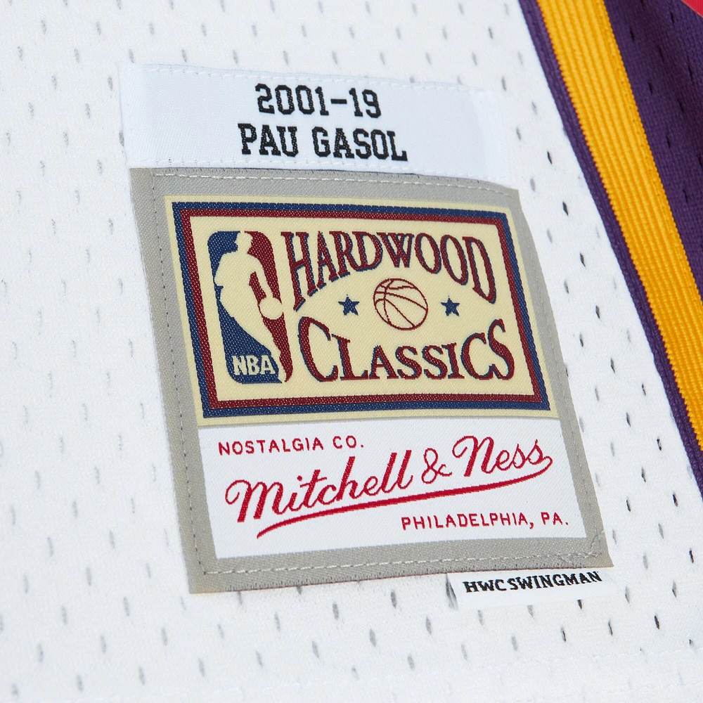 Unisex Mitchell & Ness Pau Gasol White Los Angeles Lakers Hall of Fame Class 2023 Throwback Swingman Jersey