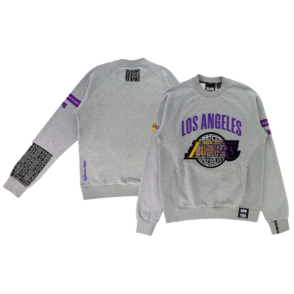 Unisex NBA x Two Hype  Heather Gray Los Angeles Lakers Culture & Hoops Heavyweight Pullover Sweatshirt