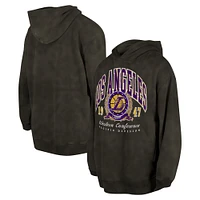 Unisex New Era  Charcoal Los Angeles Lakers Oversized Essentials Pigment Wash Fleece Pullover Hoodie