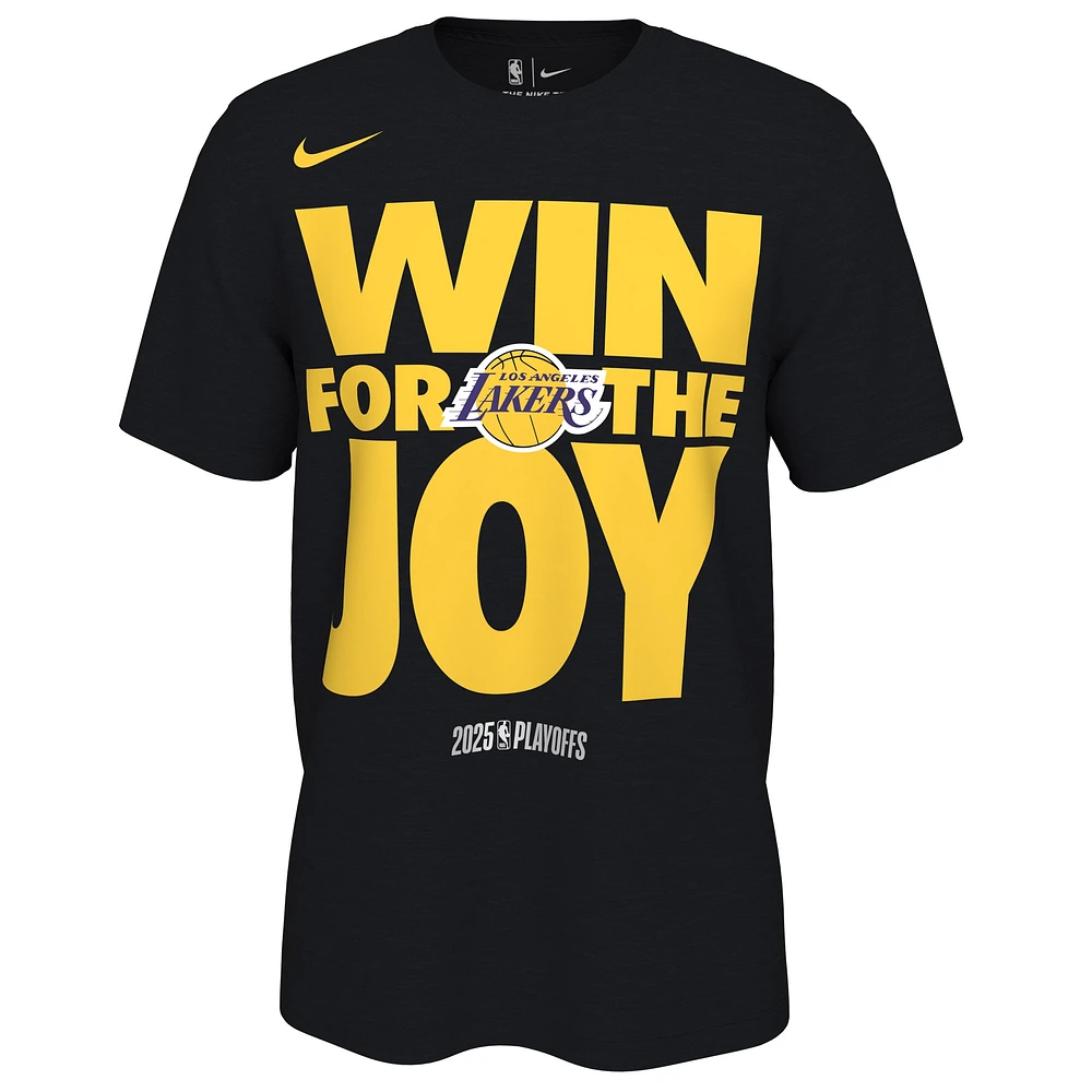 T-shirt Nike noir unisexe avec inscription « On-Court Mantra » des Los Angeles Lakers séries éliminatoires NBA 2025