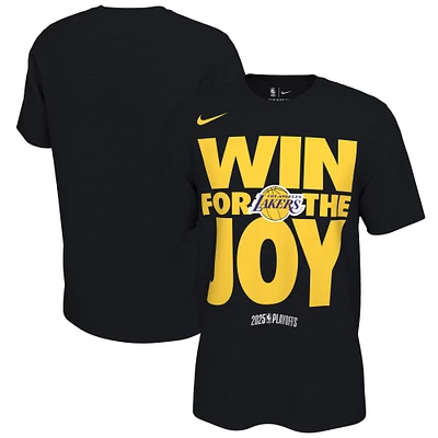T-shirt Nike noir unisexe avec inscription « On-Court Mantra » des Los Angeles Lakers séries éliminatoires NBA 2025