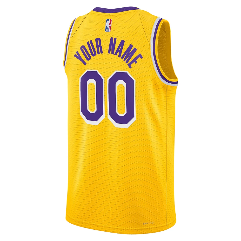 Maillot Nike Swingman personnalisé unisexe Los Angeles Lakers 2022/23 Gold - Édition Icon