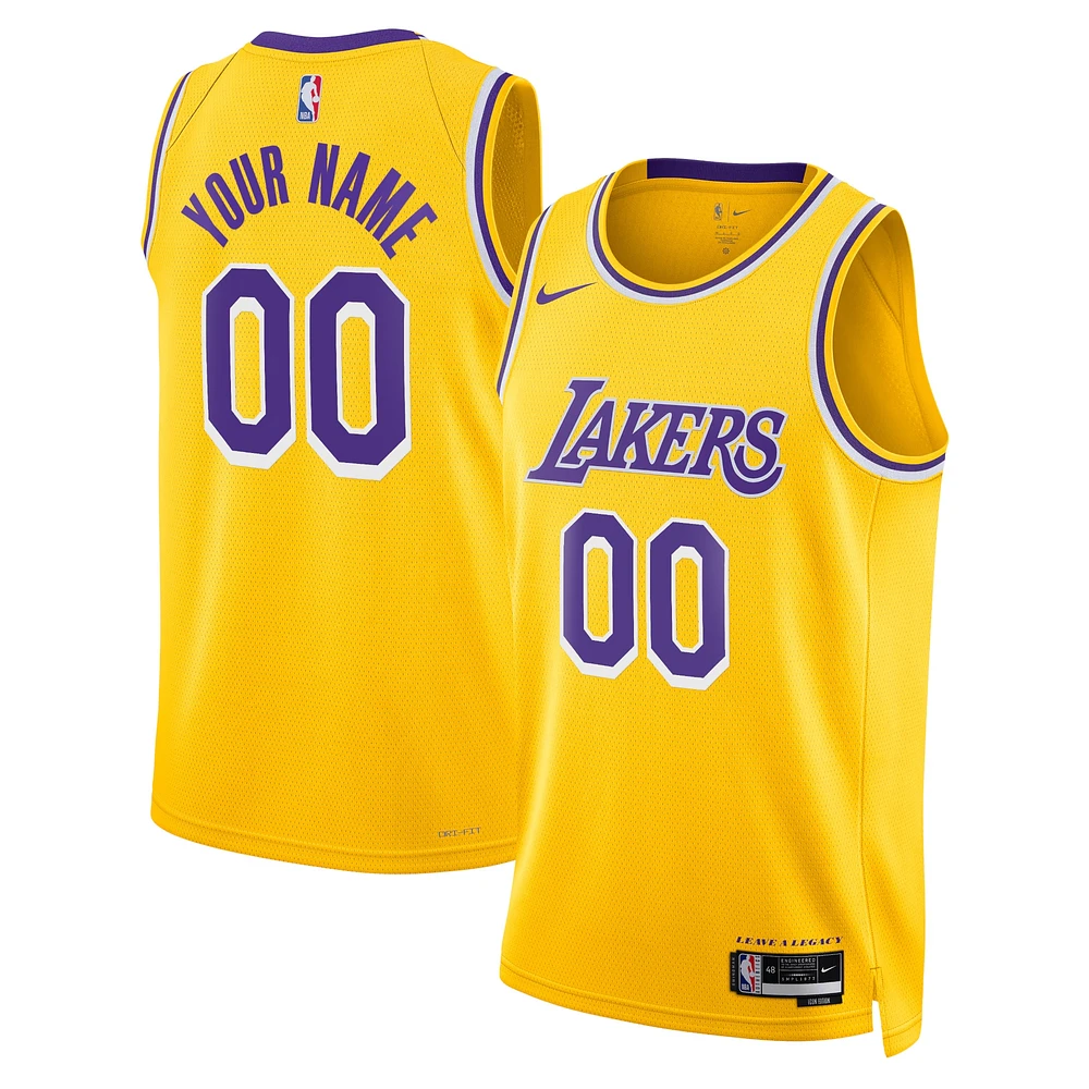 Maillot Nike Swingman personnalisé unisexe Los Angeles Lakers 2022/23 Gold - Édition Icon