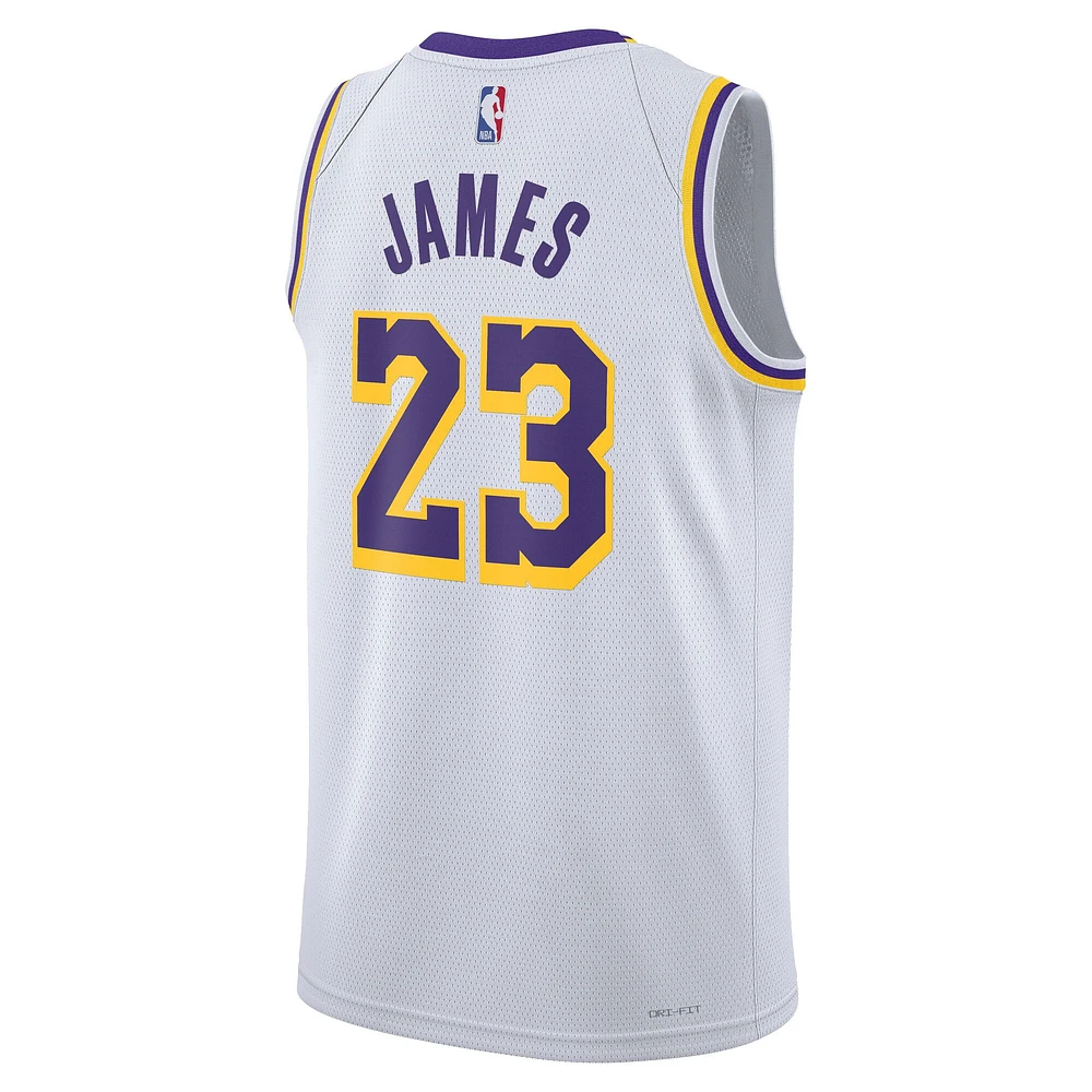 Maillot Nike LeBron James Swingman blanc des Lakers de Los Angeles - Édition Association