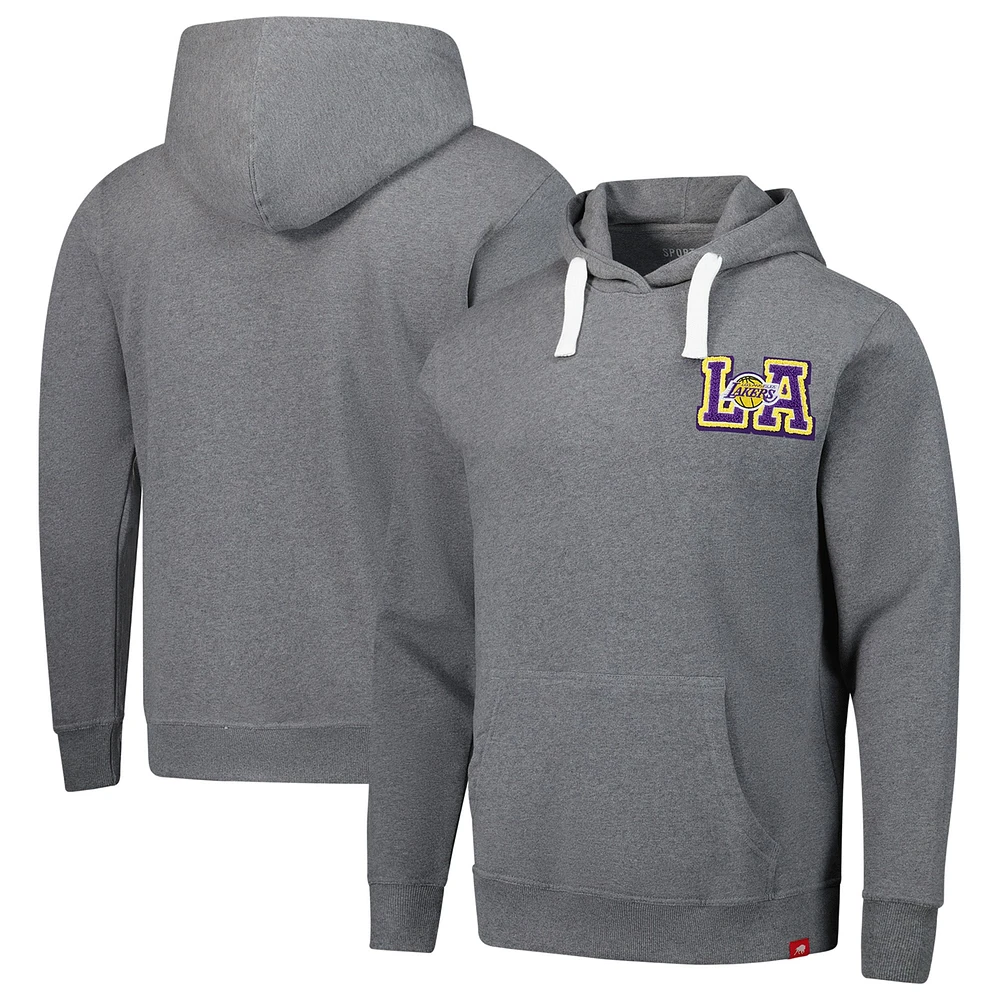 Sweat à capuche unisexe Sportiqe Heather Grey Los Angeles Lakers Varsity Collection Blake