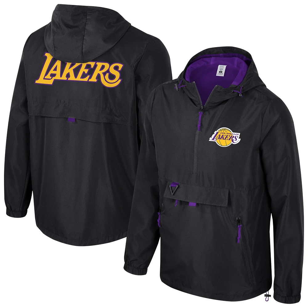 Veste coupe-vent unisexe Stadium Essentials noire Los Angeles Lakers Compete à fermeture éclair quart de tour