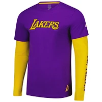 T-shirt à manches longues unisexe Stadium Essentials violet Los Angeles Lakers Spectator 2fer