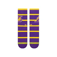 Chaussettes unisexes Stance Los Angeles Lakers Prep Stripe Crew