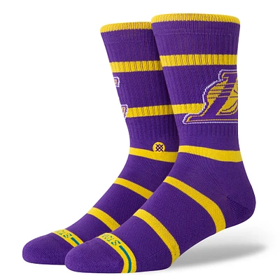 Chaussettes unisexes Stance Los Angeles Lakers Prep Stripe Crew