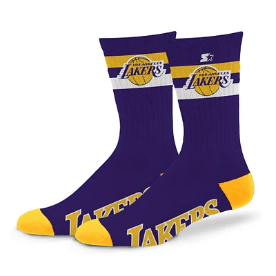 Unisex Starter Los Angeles Lakers Team Color Two-Stripe Crew Socks