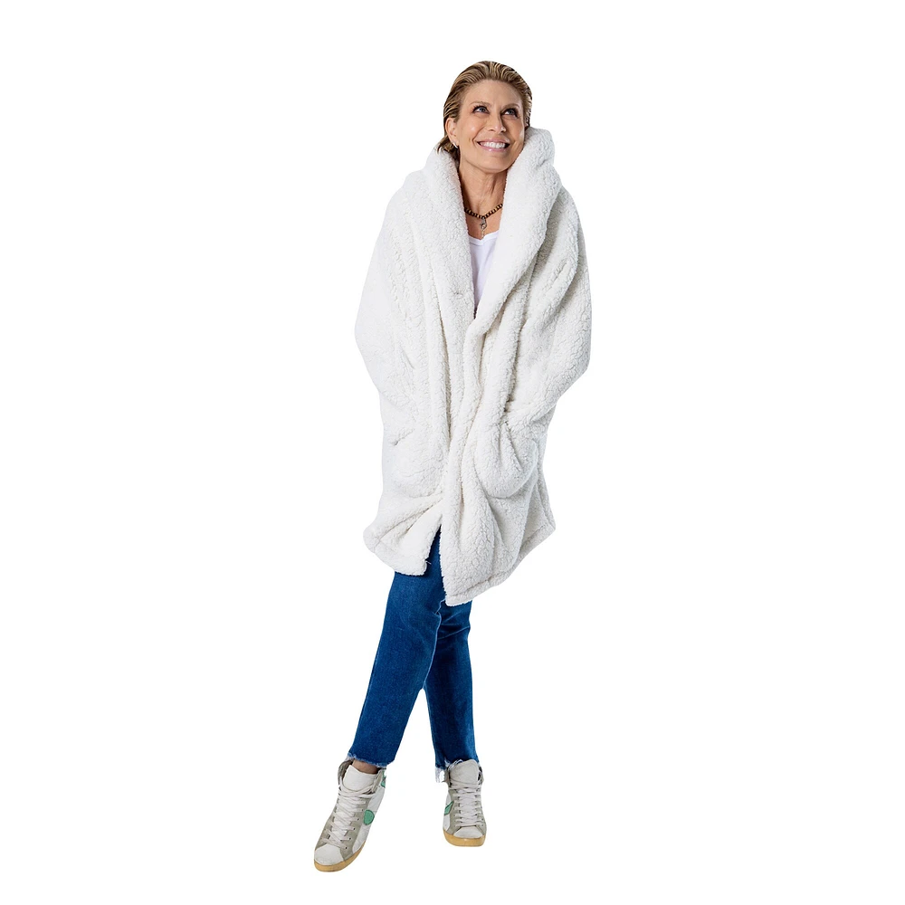 Sweat à capuche ouvert surdimensionné unisexe the Best Lounger World par Jill Martin, couleur crème, des Los Angeles Lakers