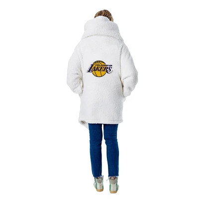 Sweat à capuche ouvert surdimensionné unisexe the Best Lounger World par Jill Martin, couleur crème, des Los Angeles Lakers