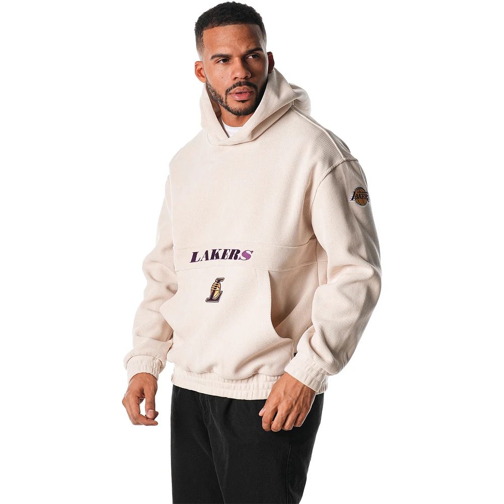 Unisex The Wild Collective  Cream Los Angeles Lakers Corduroy Tri-Blend Pullover Hoodie