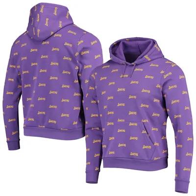 Los Angeles Lakers The Wild Collective Unisex Allover Logo Pullover Hoodie - Purple