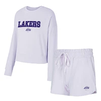 Women's Concepts Sport  Light Purple Los Angeles Lakers Elevation Tri-Blend Long Sleeve T-Shirt & Shorts Set