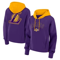 Women's Fanatics  Purple Los Angeles Lakers Post Up Boxy Pullover Hoodie