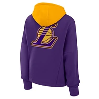 Women's Fanatics  Purple Los Angeles Lakers Post Up Boxy Pullover Hoodie