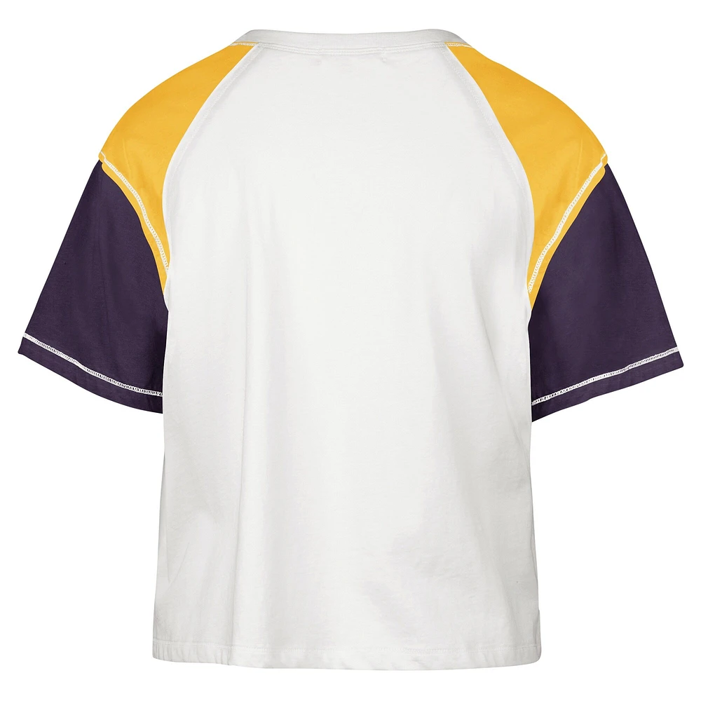 T-shirt court '47 crème Los Angeles Lakers Premier Raglan pour femmes