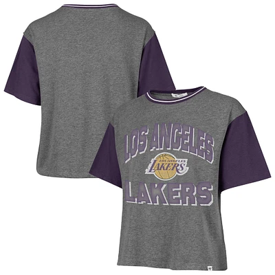 Women's '47  Gray Los Angeles Lakers Rise Clubhouse Ziggy Color Block T-Shirt