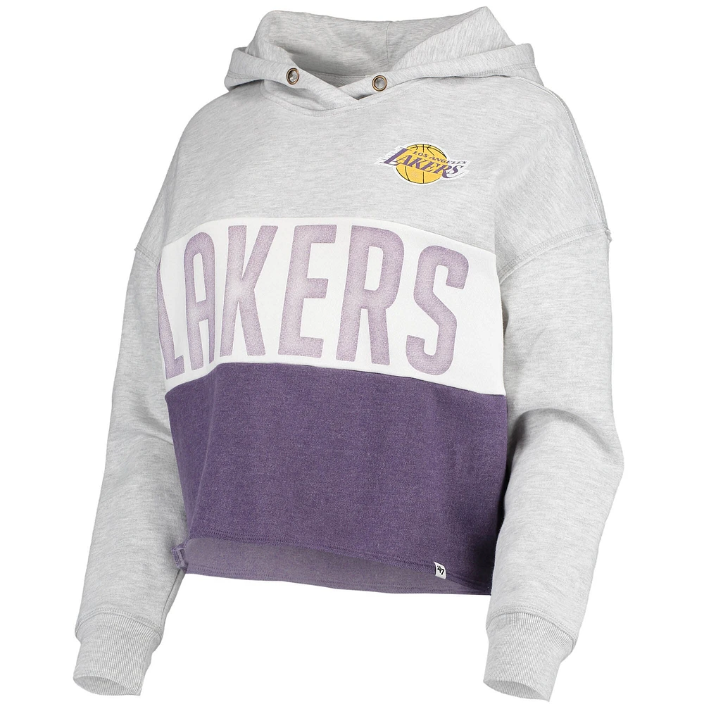 Sweat à capuche Los Angeles Lakers Lizzy Cutoff '47 gris chiné pour femme