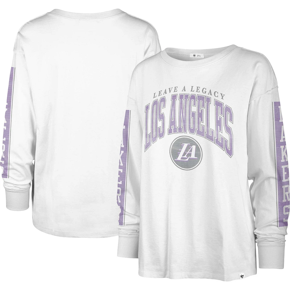 T-shirt à manches longues SOA pour femme '47 blanc Los Angeles Lakers City Edition