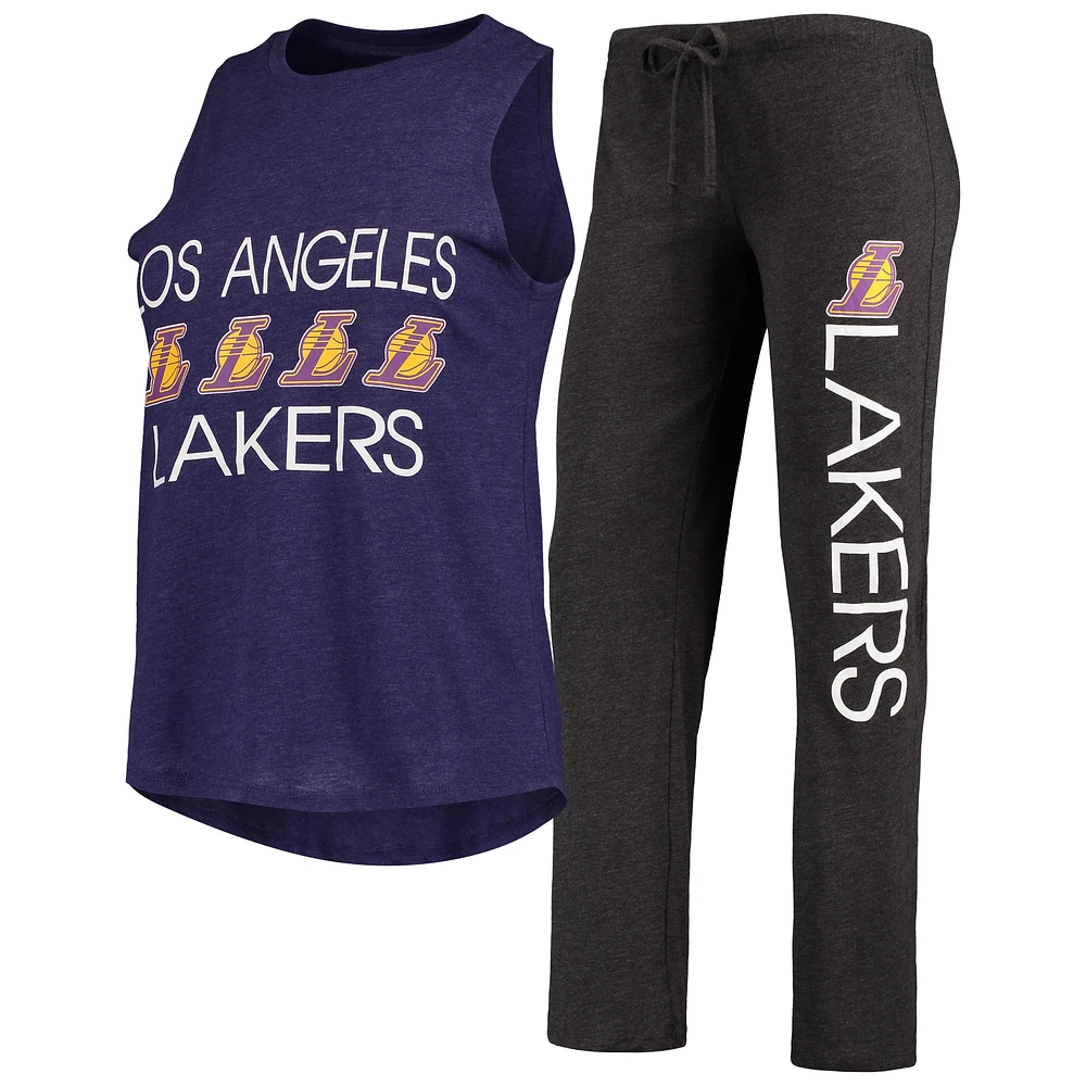 Ensemble de nuit avec débardeur et pantalon Los Angeles Lakers Concepts Sport pour femme, noir/violet