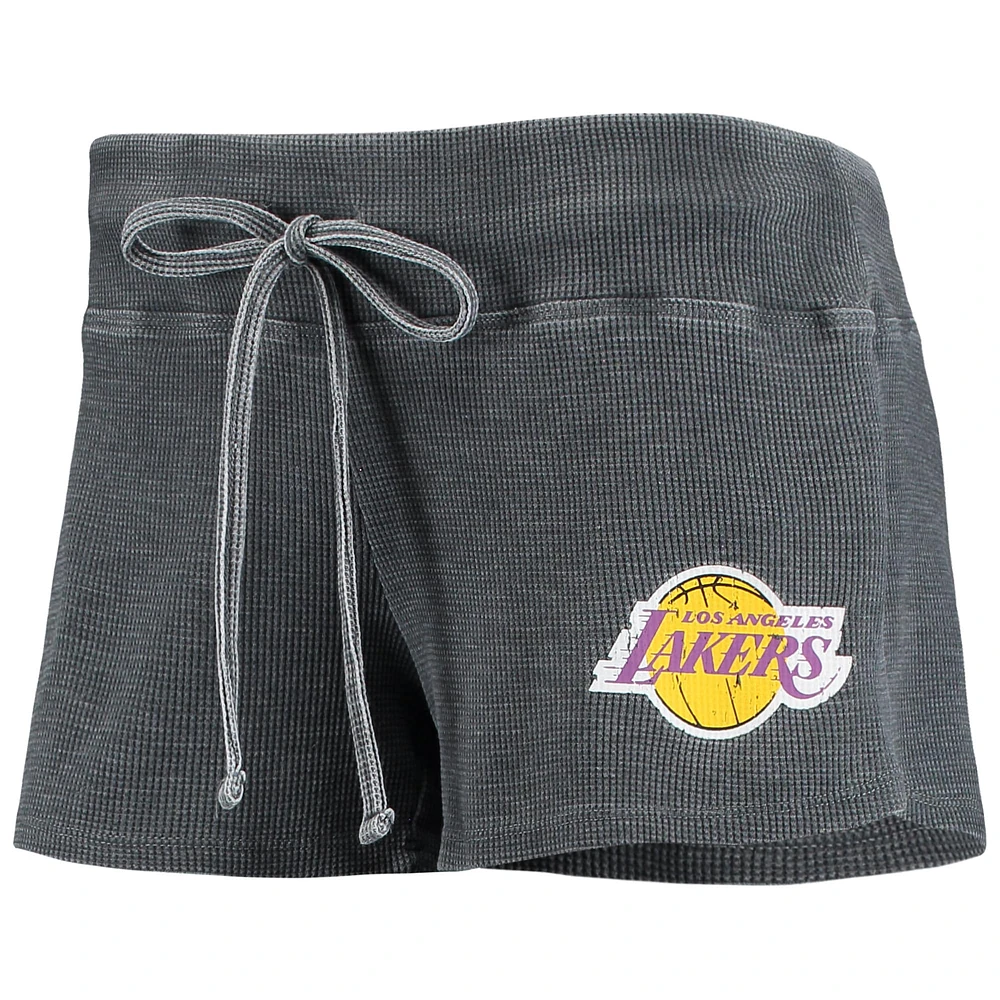 Concepts Sport Charcoal/Blanc Los Angeles Lakers Resurgence T-shirt et short raglan flammés Burnout Ensemble de nuit