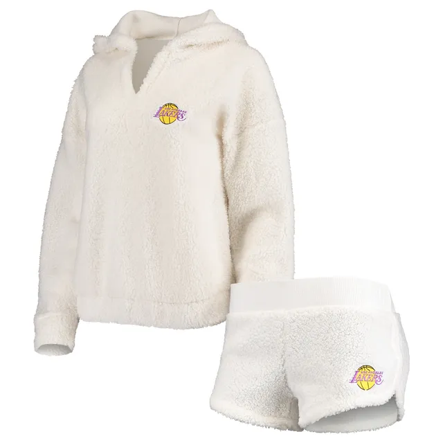 Women's Concepts Sport Cream Chicago Cubs Fluffy Hoodie Top & Shorts Sleep Set Size: Large