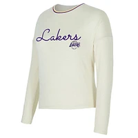 Women's Concepts Sport Cream Los Angeles Lakers Kaki Hacci Knit Long Sleeve T-Shirt & Shorts Set
