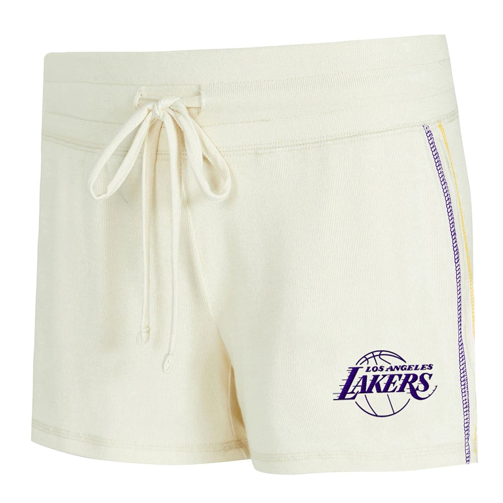 Women's Concepts Sport Cream Los Angeles Lakers Kaki Hacci Knit Long Sleeve T-Shirt & Shorts Set
