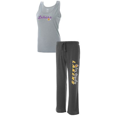Women's Concepts Sport Heathered Gray/Heathered Charcoal Los Angeles Lakers Plus Tank Top & Pants Sleep Set