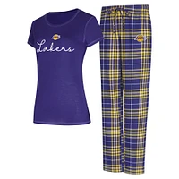 Women's Concepts Sport  Purple/Gold Los Angeles Lakers Vector T-Shirt & Flannel Pants Sleep Set