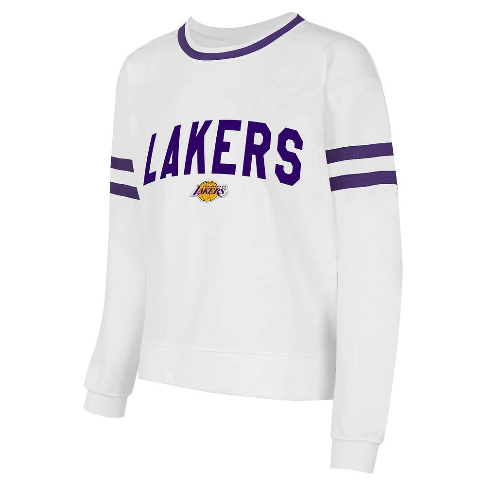 Women's Concepts Sport  White Los Angeles Lakers Borough Pullover Sweatshirt