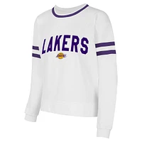 Women's Concepts Sport  White Los Angeles Lakers Borough Pullover Sweatshirt