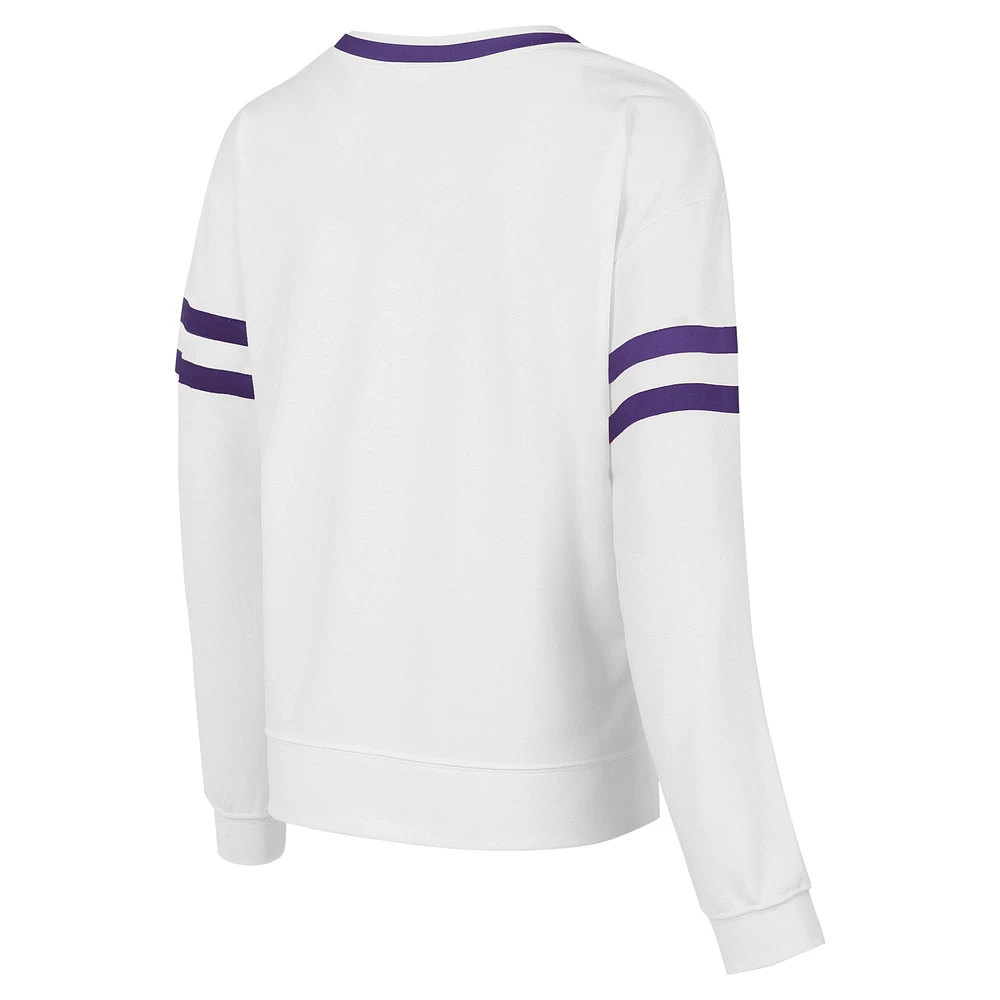 Women's Concepts Sport  White Los Angeles Lakers Borough Pullover Sweatshirt