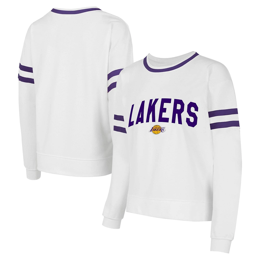 Women's Concepts Sport  White Los Angeles Lakers Borough Pullover Sweatshirt