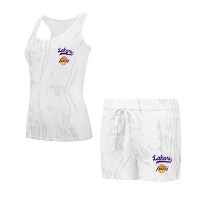 Ensemble débardeur et short Concepts Sport blanc Los Angeles Lakers Quartz pour femmes