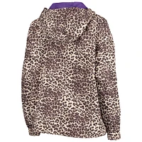 Women's DKNY Sport Leopard Los Angeles Lakers Gabriella Windbreaker Half-Zip Hoodie