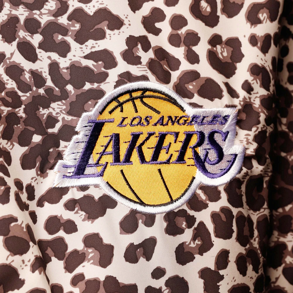 Women's DKNY Sport Leopard Los Angeles Lakers Gabriella Windbreaker Half-Zip Hoodie